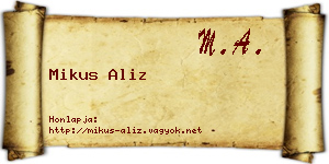 Mikus Aliz névjegykártya